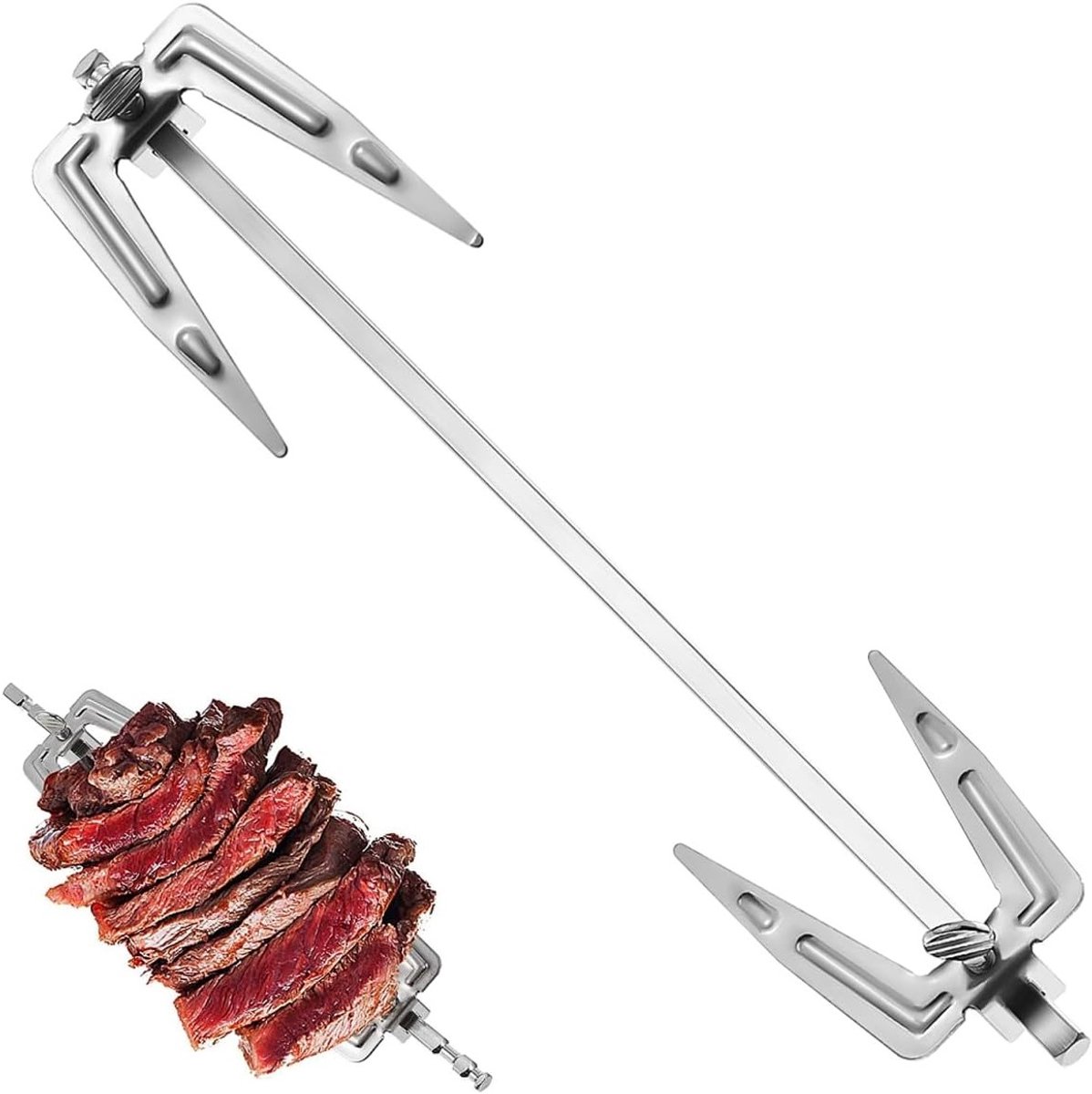 Roestvrijstalen Grillvork voor Airfryer - Creatieve Rotisserie Kit voor Kippen, Vissen en Vlees - Perfect voor BBQ, Kamperen en Picknicks