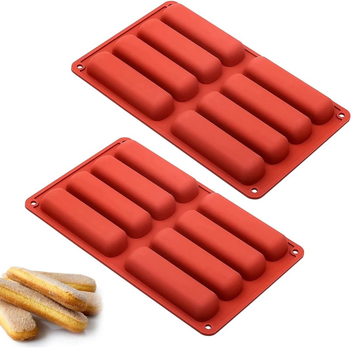 Siliconen Bakvormen voor Chocolade, Truffels, Brood en Muffins - BPA-vrij, Set van 2, Rood