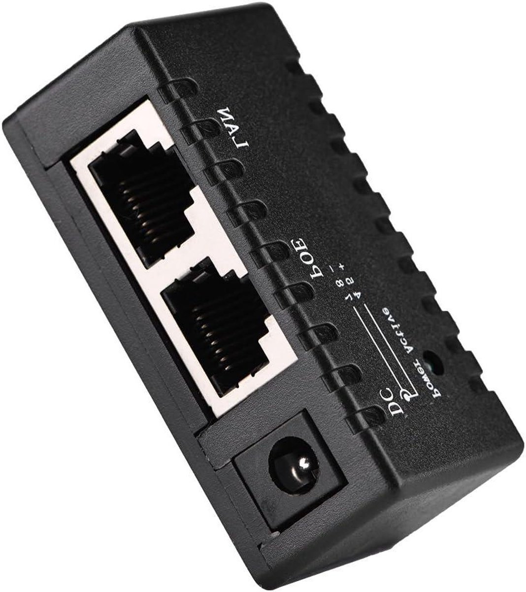 Poe Injector Splitter - Power Over Ethernet - Netwerk Voeden - 100 Mbps Snelheid - 58x21x28 mm - Zwart