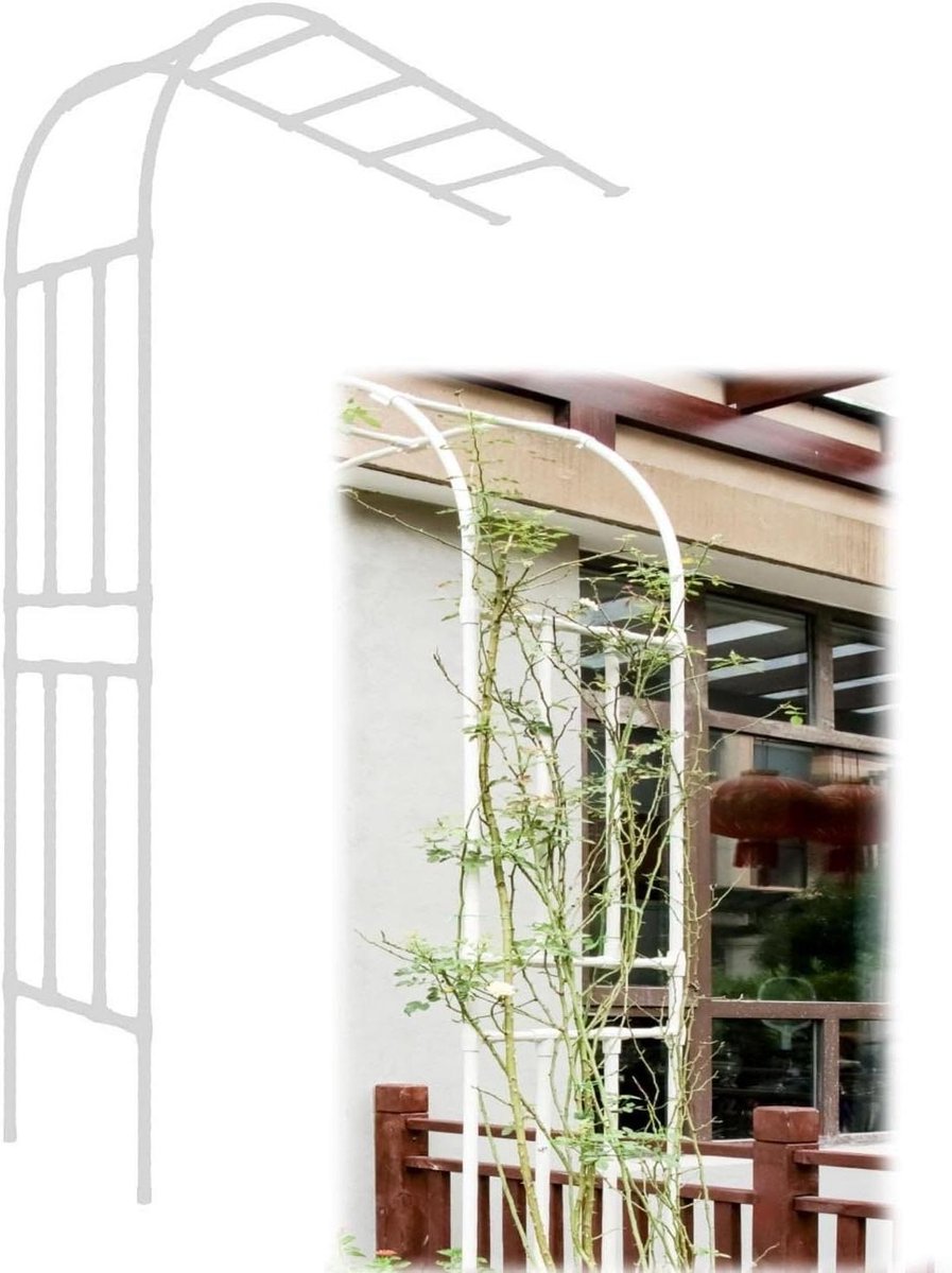Rozenboog - Klimplant steun - Tuin decoratie - Weerbestendig metaal - 375 cm breed - Wit