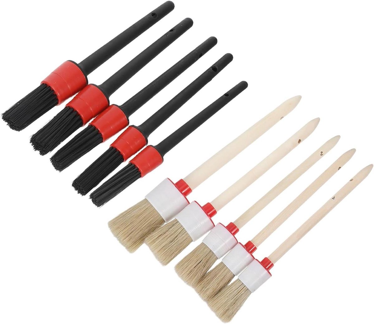 Auto Detailborstelset - Reinigingsborstels - Interieur Reinigen - Ergonomische Grip - 10 Stuks - Diverse kleuren