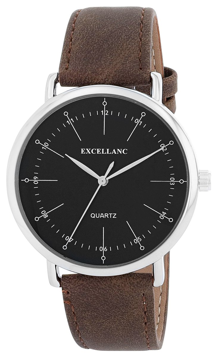 EXCELLANC Herenhorloge van imitatieleer 2900284 Heren, imitatieleer, eenvoudig horloge, cadeau-idee,