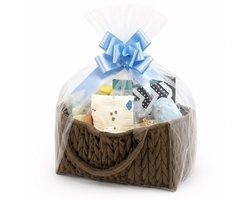 Kraamcadeau Baby Boy- Luxe Kraammand- Complete Baby & Mama Verzorgingsmand- 19 delige Giftset- Premium Maternity Basket