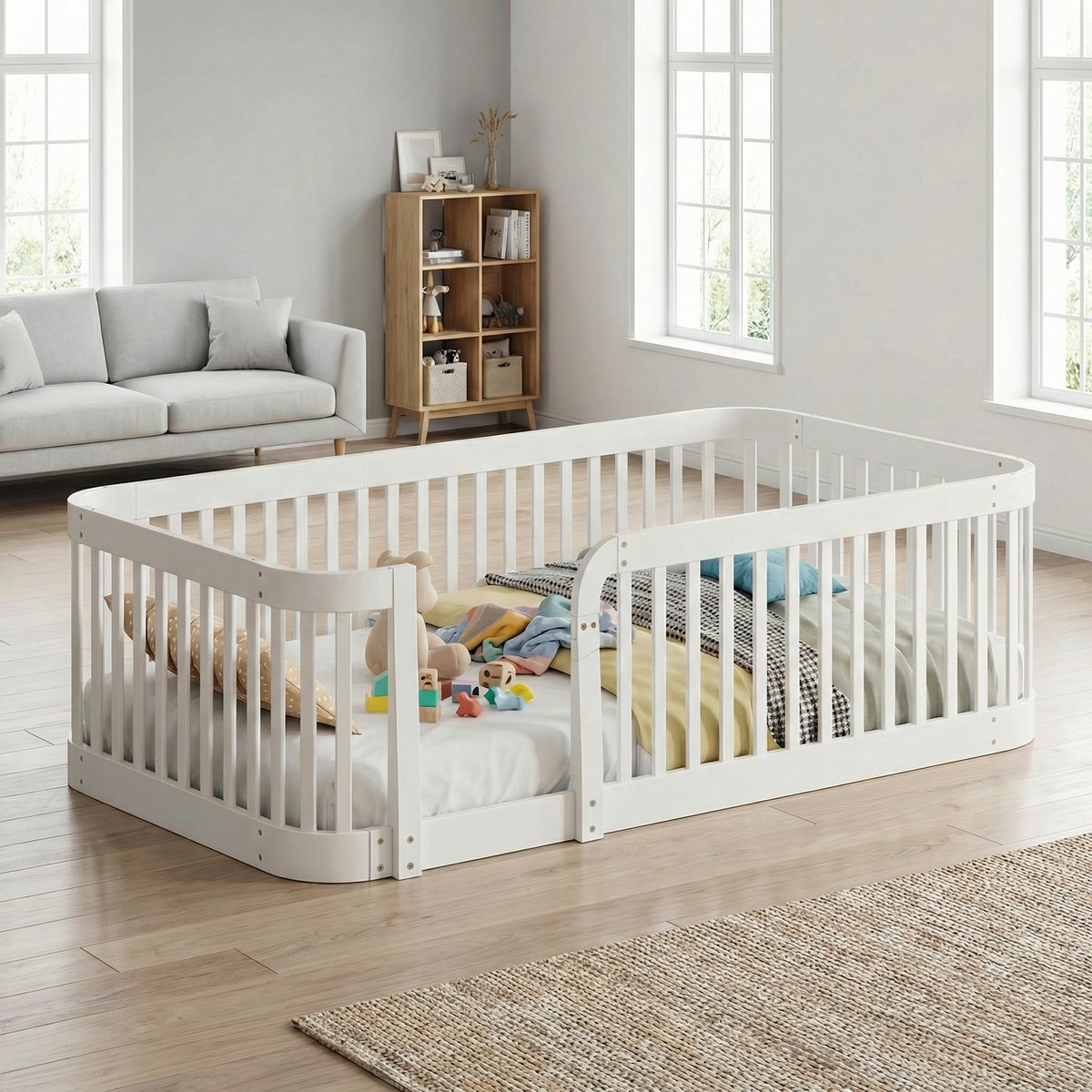 STILVORA Modulaire Babybox 140x200 cm – Uitbreidbaar Veilig Hek met 7 cm Spijlafstand – Voor Baby en Huisdier – Wit