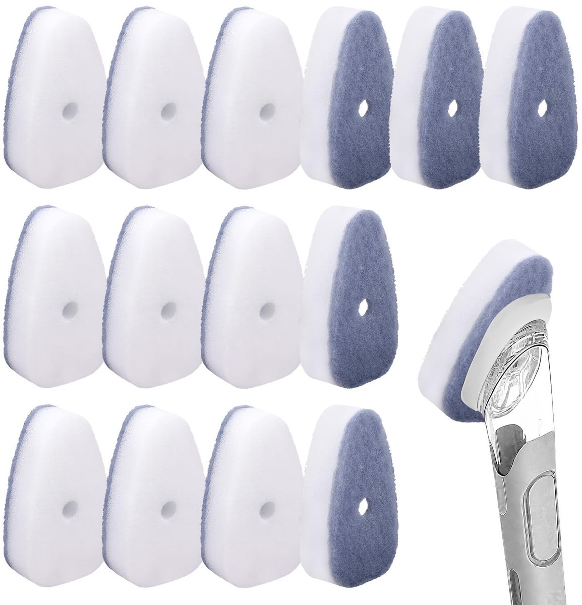 Dailygoods- Afwasborstel - 14 Stuks Navullingen - Krasvrije Sponskoppen - Duurzaam Materiaal - Geschikt voor Keuken en Badkamer - Sterke Schrobstroom - Sponsnavullingen