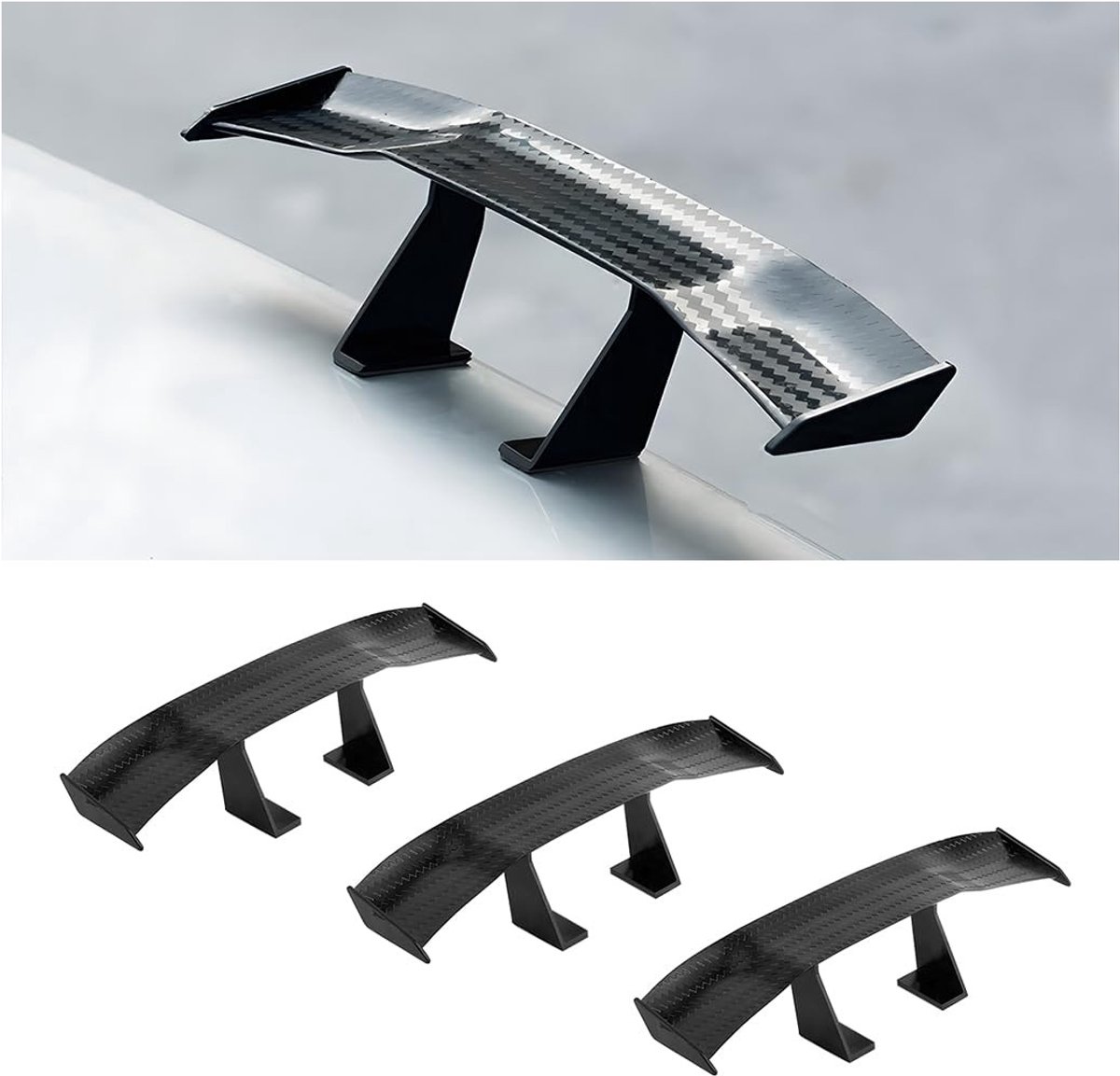 Dailygoods- Spoiler Universeel - 3 Mini Spoiler Wings - 16.5CM - ABS Kunststof - Duurzaam - Eenvoudige Installatie - Aerodynamisch Design - Autospoiler