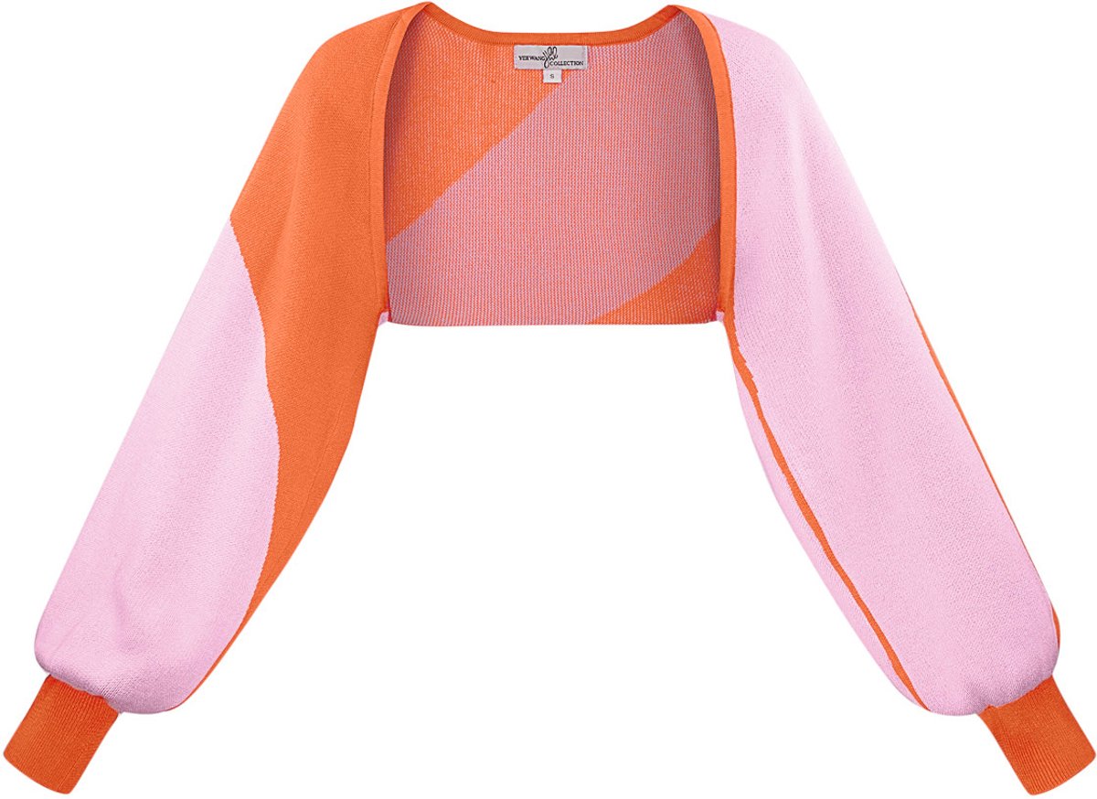 Gimme - Cardigan Organic Stripes Print – Comfortabel Gebreid Vest – Trendy Casual Cardigan met Organisch Strepenpatroon - Oranje - Maat S