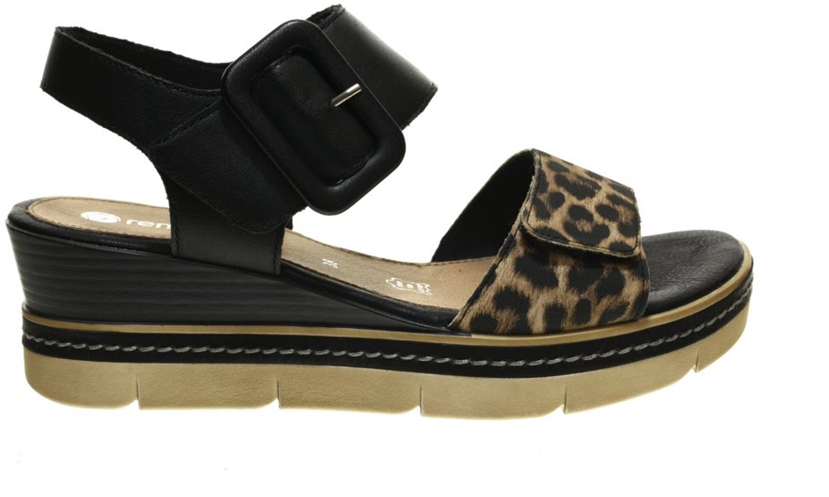 Zwarte Damessandaal Sleehak Leopard maat 40