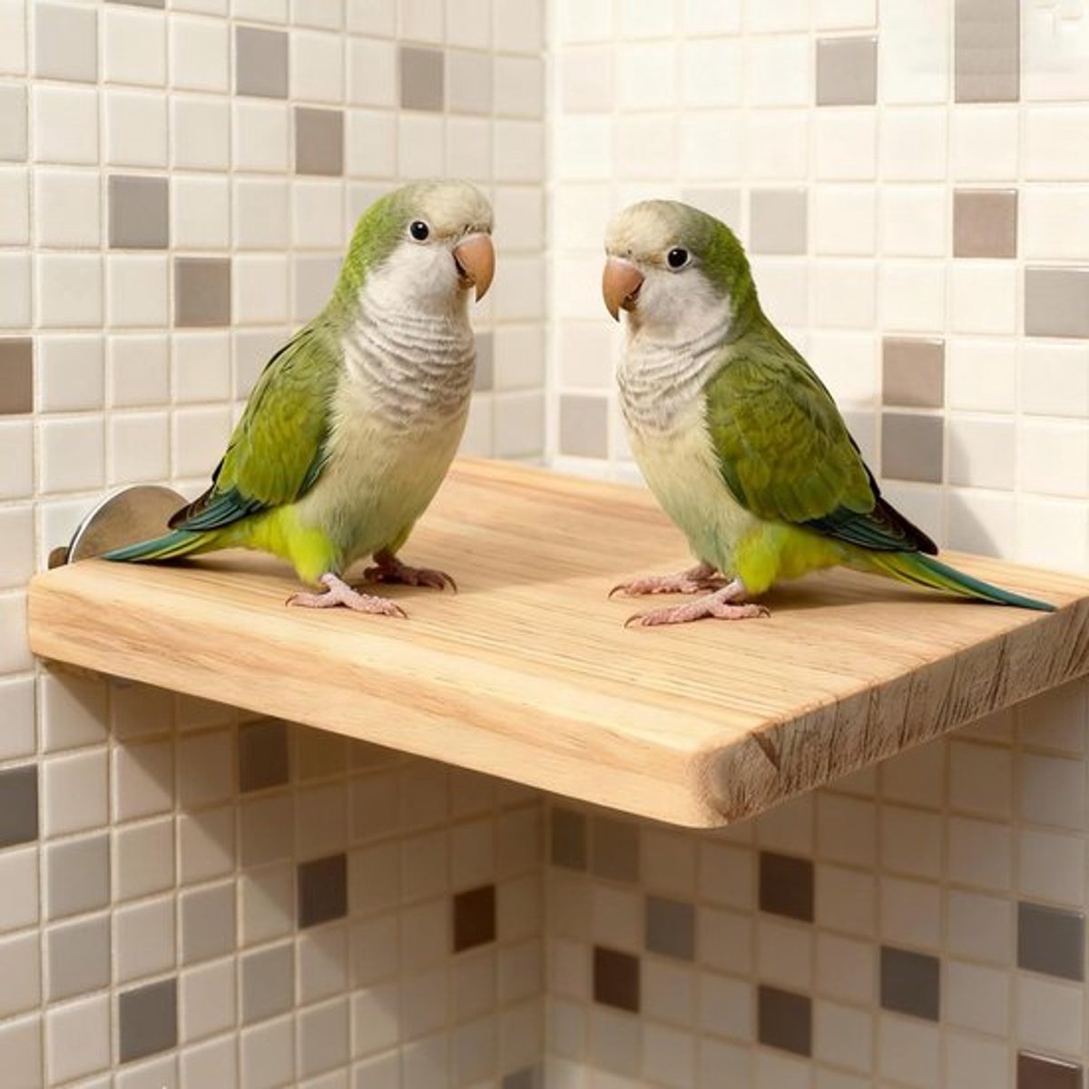 VHV - Vogelzitstok - Vogelplatform - Vogelaccessoire - Vogelplatform set - Rechthoekig zitplatform - Papegaaien platform - Parkieten zitplek - Vogelkooi plank - Voor papegaaien - Voor nymphs - Voor vogelkooi thumbnail 5
