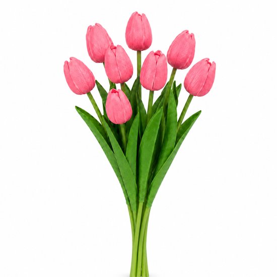 Purepeak Nep Tulpen Boeket 8 Stuks - Kunstbloemen - Nepbloemen voor Binnen en Buiten - Roze