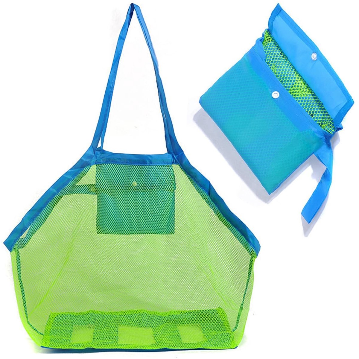 Dailygoods- Strandtas Groot Formaat - Opvouwbare Strandtas - Netstrandtas - Draagbare Speelgoedtas - Ruimtebesparend - Duurzaam en Sneldrogend - Opvouwbare Tas