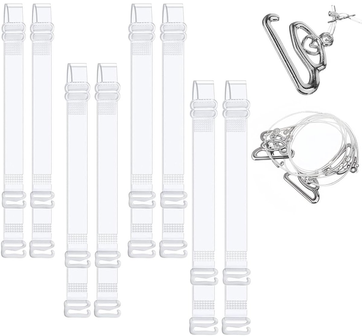 Dailygoods- BH-Bandjes 5 Paar - Doorzichtig - Zacht - Verstelbaar - Siliconen - Comfortabele Pasvorm - Beha Bandjes