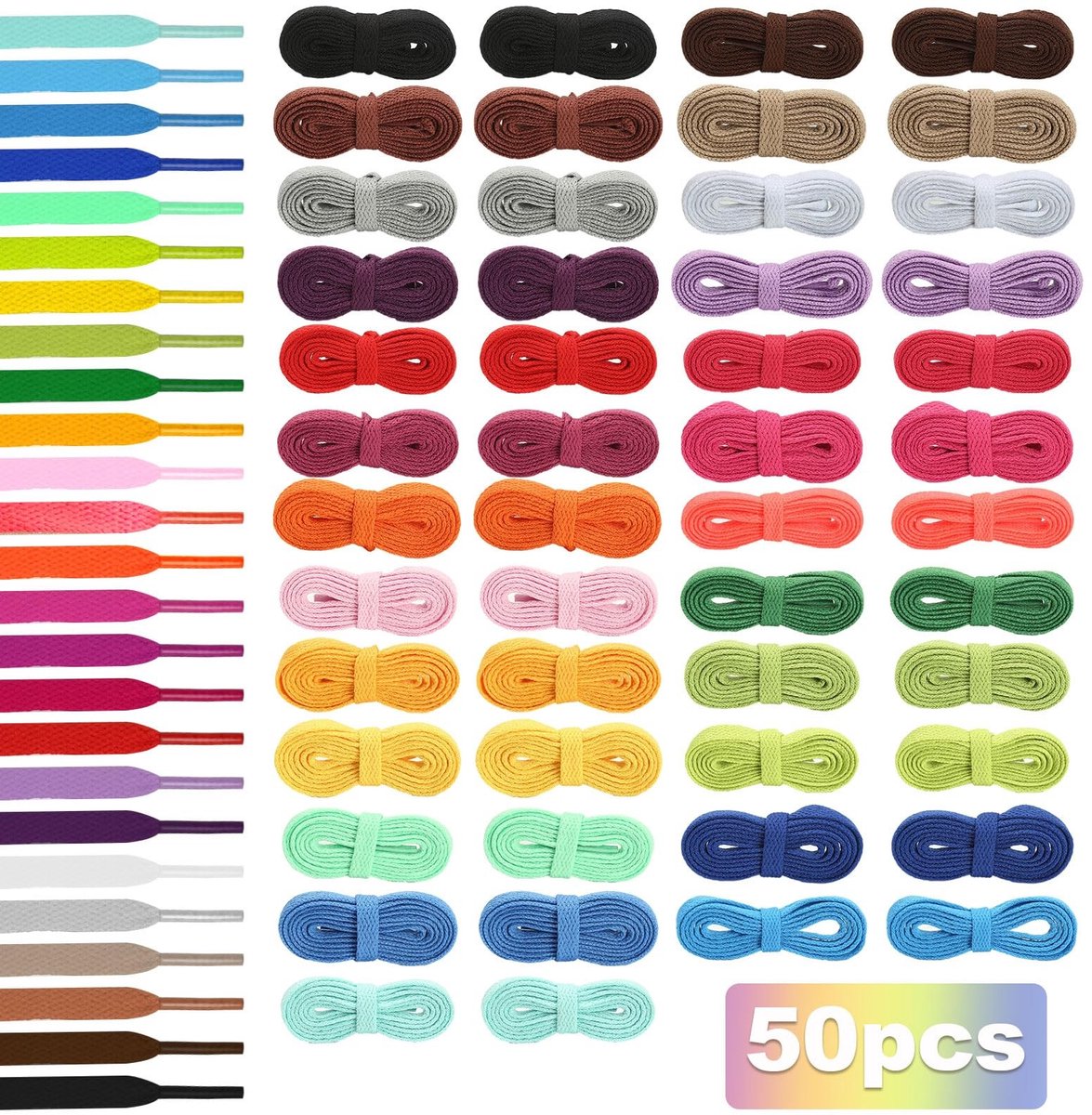Dailygoods- Veters 120 cm - Elastische Veters - Veters Wandelschoenen - Veters Sneakers - Veters voor Sportschoenen - Multipack Veters - Schoenveters