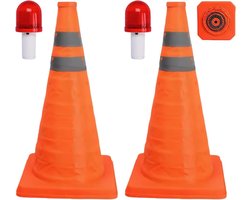 Opvouwbare Verkeerskegel - Waarschuwingskegel Vouwkegel - Veiligheid Verkeer - Hoge Zichtbaarheid LED - 45 cm - Oranje