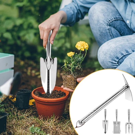 Tuingereedschap Set - Handgereedschap Tuin - Bodem Bewerken - Roestvrij Staal - 40 x 15 x 5 cm - Zilver van Tuingereedschap. — afbeelding 5