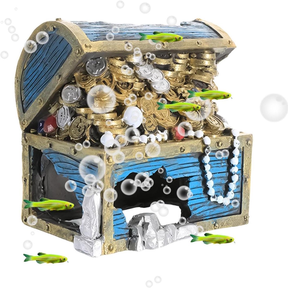 Aquarium Schatkist - Garnalen Huis - Aquarium Decoratie - Verzwaagd Ontwerp - 15x12x15 cm - Enkele Attribuut