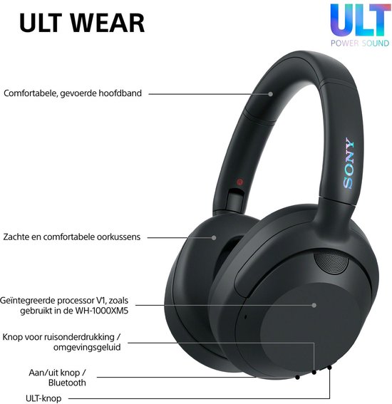 Sony ULT Wear - Draadloze Noise Cancelling koptelefoon met ULT Power Sound - Zwart