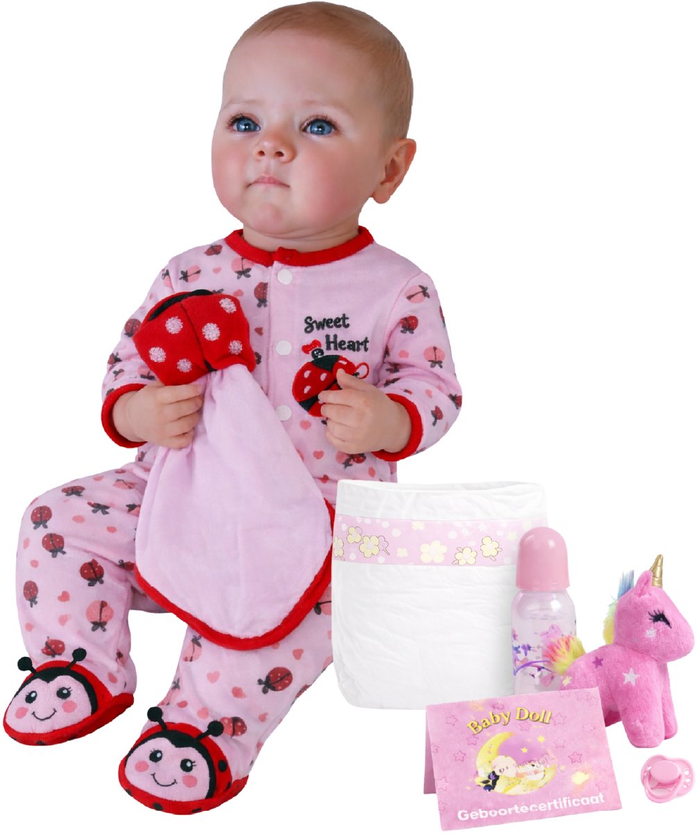 Lovibella® Livia Reborn Baby Pop Meisje - Levensechte Babypoppen - Dementie poppen - 45 cm - Complete Accessoires Set - Realistische Poppen - Zoals Echt - Zacht Vinyl - Doll Speelgoed 3 Jaar