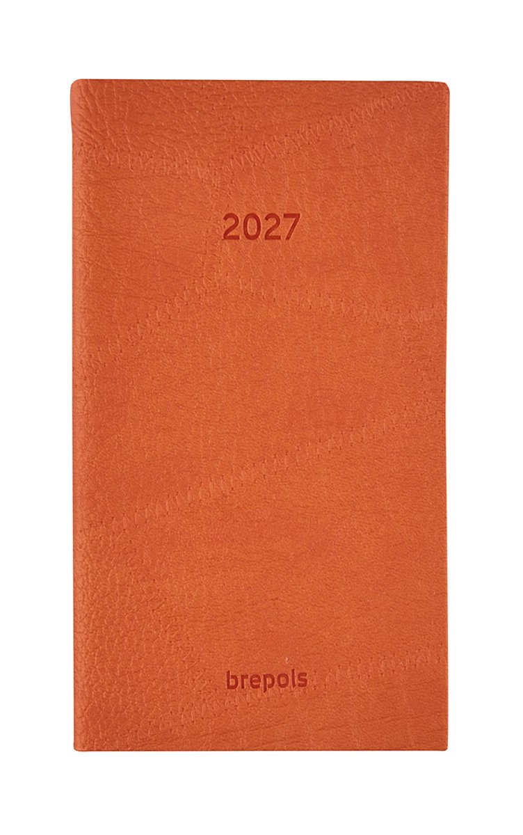 Brepols agenda 2027 - NOTAVISION [0.754] - LUCCA - Zakagenda - 1 week op 2 pagina's - Weekoverzicht - Oranje - 8.9 x 16 cm