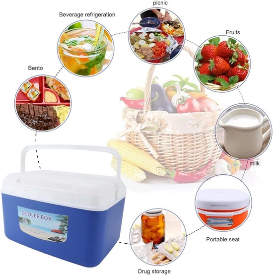 8L Insulated Portable Cooler Box, Efficient Hot-Cold Insulation, Portable Hard Cooler Box, Cooler Box, Portable Insulated Cooler Box for Barbecue, Camping, Picnic — afbeelding 4