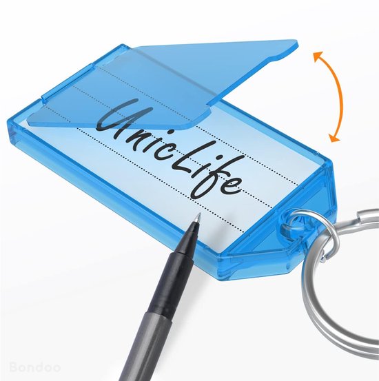 Bondoo Sleutellabels 16 stuks - 2x8 kleuren - Sleutelhangers - Naamlabels - Labels - Met sleutelringen en Naamkaartjes - Sleutel labels - Sleutelhanger tag