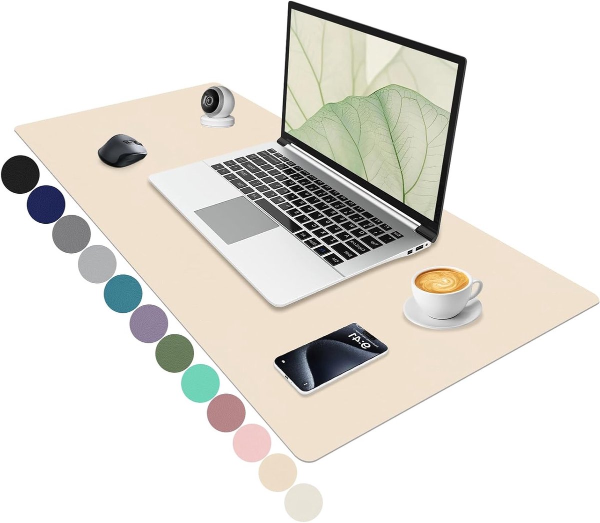 Bureau Pad - Werkplek Onderlegger - Thuis Kantoor - Waterdicht Krasbestendig - 90x43cm - Gebroken Wit