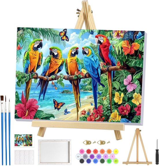 Schilderen op Nummer voor Volwassenen met Frame en Easel, DIY Olieverf Kits voor Landschapskunst en Thuisdecoratie