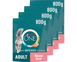 PURINA ONE Adult - Kattenbrokjes - Zalm & Volkoren Granen - 4 x 800 g