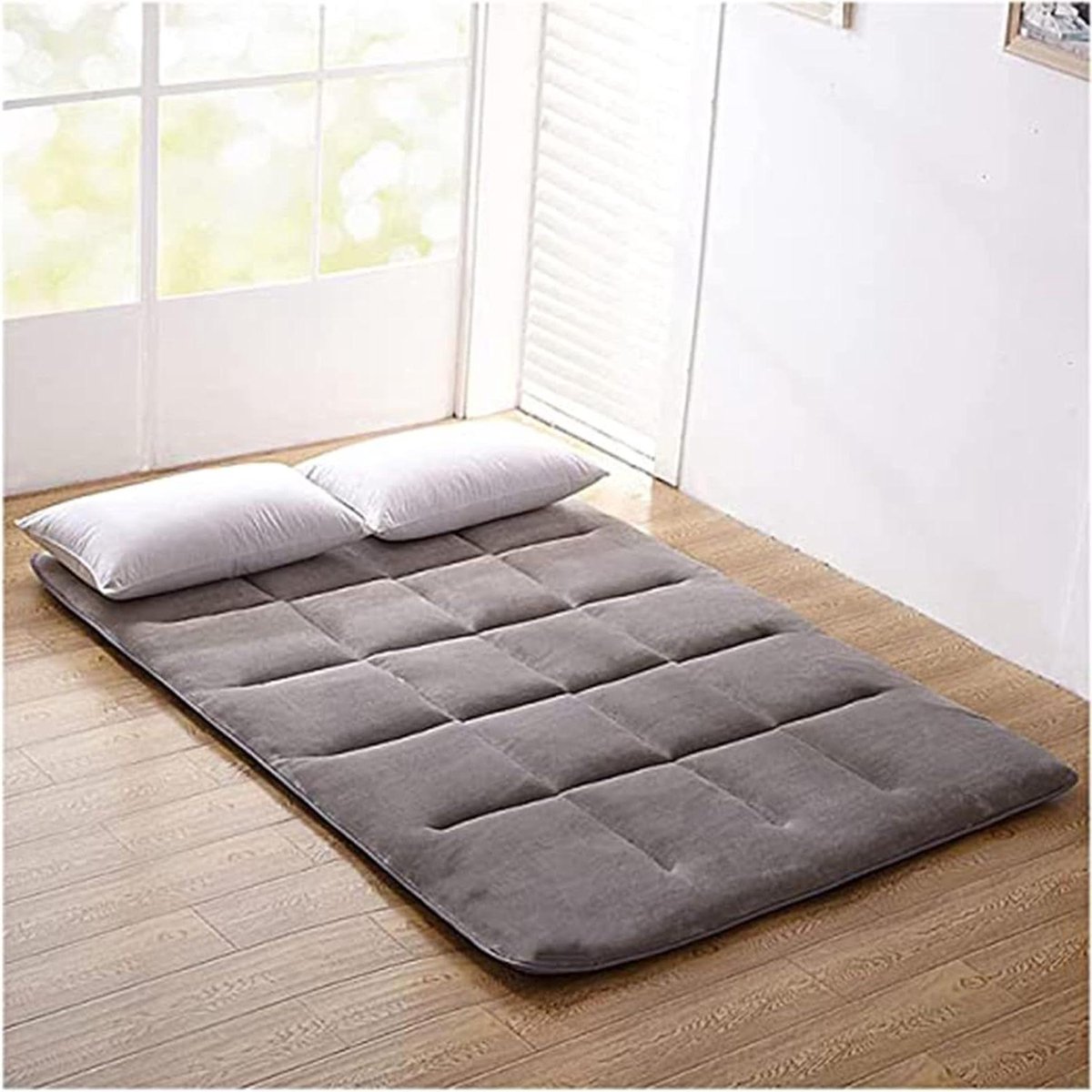Japanse Futon Vloermatras Traditionele Opvouwbare Tatami Mat Twin Volledige Koningin Koning Futon Matras Dikke Flanellen Slaapmat Draagbare Camping Matras,Grijs,150x200cm