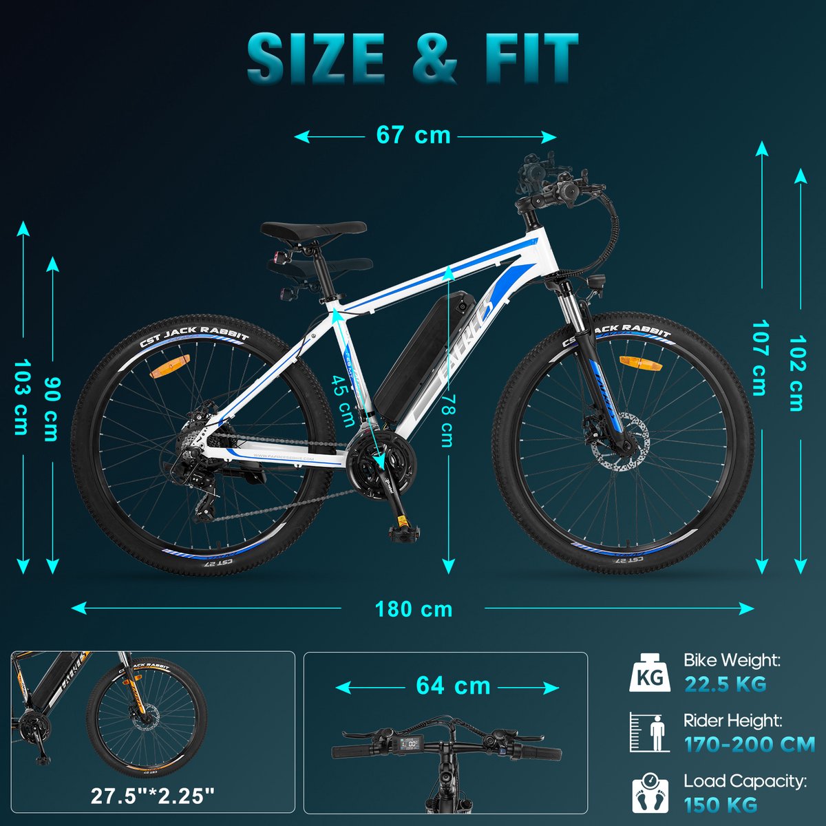 Fafrees F28 MT 27,5 inch Elektrische Fiets - 250W Motor E-bike - 36V 15Ah Verwijderbare Accu - 21 Versnellingsbak - Mechanische Schijfremmen - IPX4 Stadsfiets Trekkingfiets thumbnail 3