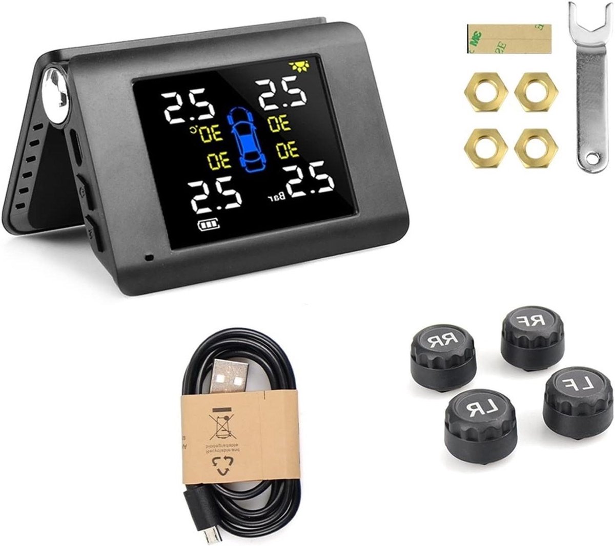 Bandenspanning Systeem - Controle Monitor - Veilig Rijden - Dynamische Bandbewaking - USB Connector - Zwart