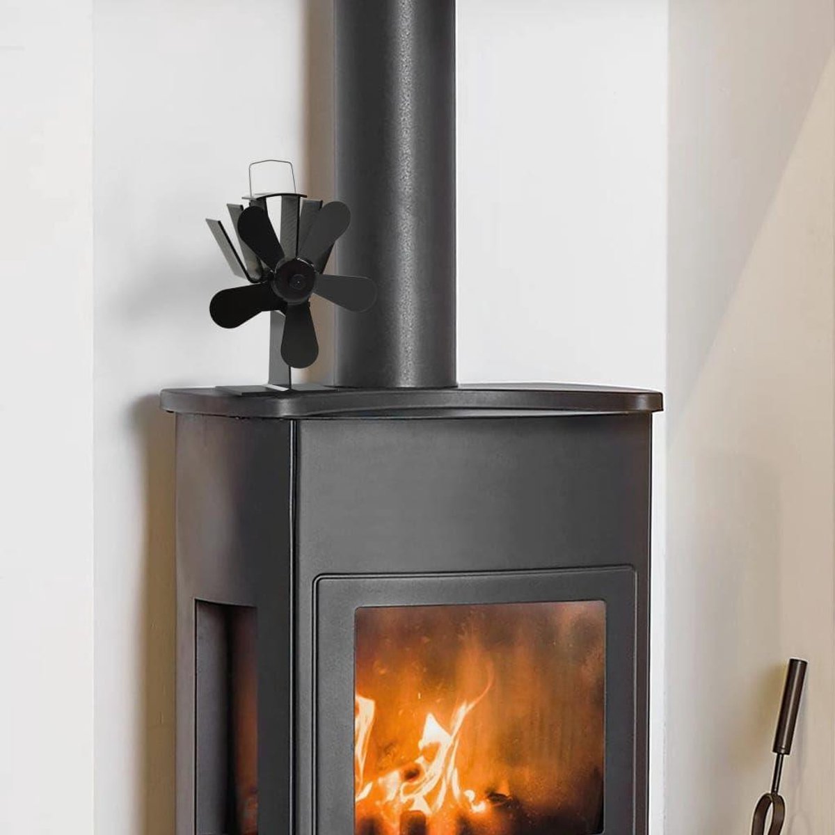 Fireplace and wood stove accessories-Wood stove fans and blowers - Heat powered stove fan 5 blades black
