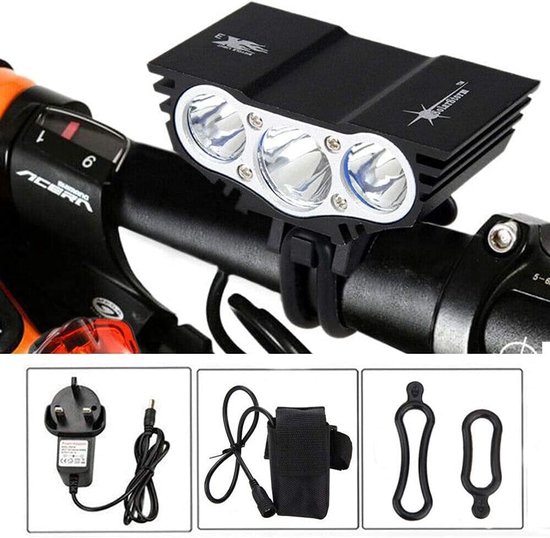 Fietslamp LED - Voorlamp Oplaadbaar - Veilig Fietsen - Sterke Lichtbundel - 1000 Gram - Zwart — afbeelding 2