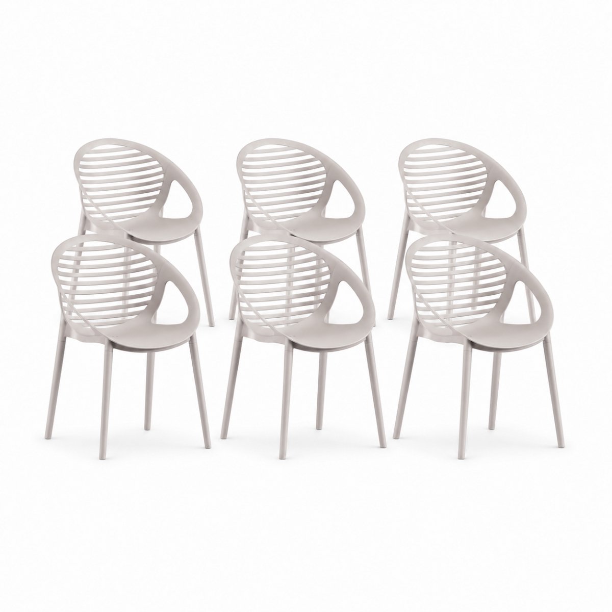 DS4U® - Stijn tuinstoel - Set van 6 - Beige - Kunststof - Stapelbaar