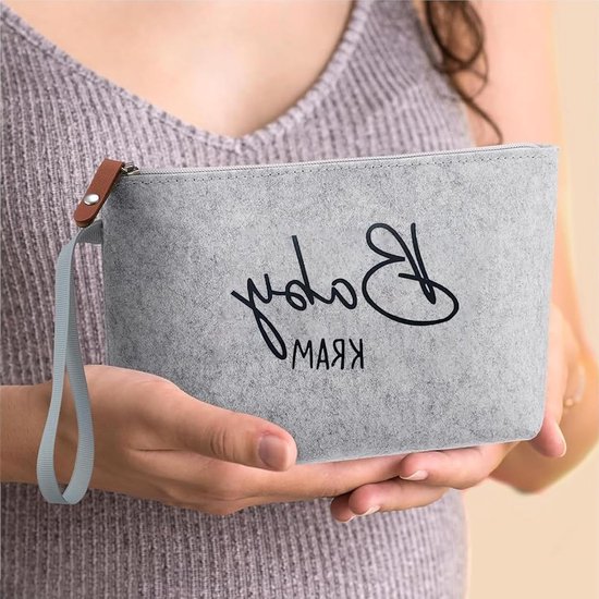Felt tas voor babyverzorging – Luxe verzorgingstas met rits als kraamcadeau, nieuwgeboren geschenk & babyshower cadeau voor aanstaande moeders — afbeelding 3