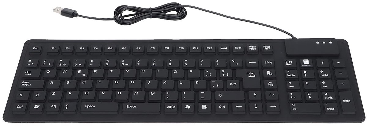 Cosensi - Spaans Toetsenbord - Draagbaar en Opvouwbaar - Waterdicht en Stil - USB-bedraad - Geschikt voor Pc en Laptop - Zwart