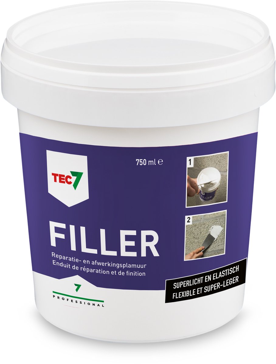 Filler - Reparatie- en afwerkingspleister - Tec7 - 0,75 L