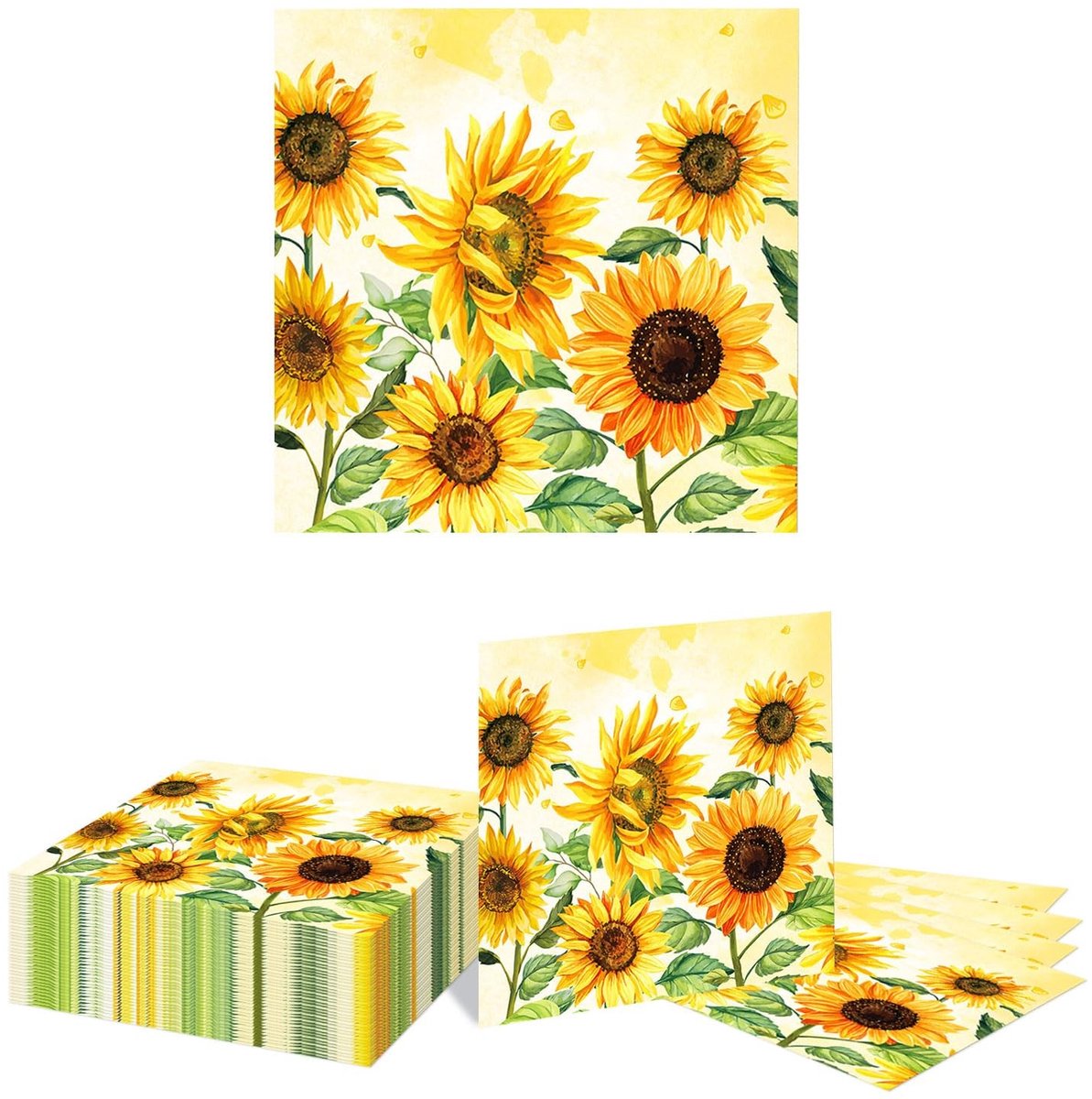 MTTproducts- Servetten 40 Stuks - Papieren Servetten - Zonnebloem Patroon - Feestservetten - Lente Decoratie - Voor Bruiloft/Baby Shower
