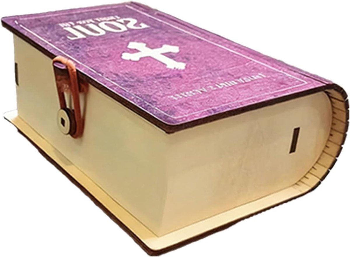Kaartenbox Hout - Opbergdoos Bijbelverzen - Geloof Organiseren - Draagbare Geloven Organizer - 8 cm - Houtkleur