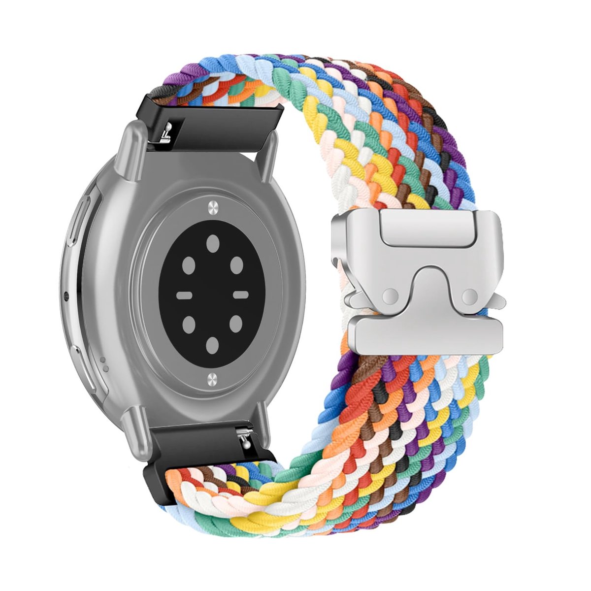 Dailygoods- Horlogeband 20 mm nylon - Compatibel met Amazfit Active 2 - Ademend - Zachte armband - GTR Mini/GTS 4 - Officiële regenboog - Horlogearmband