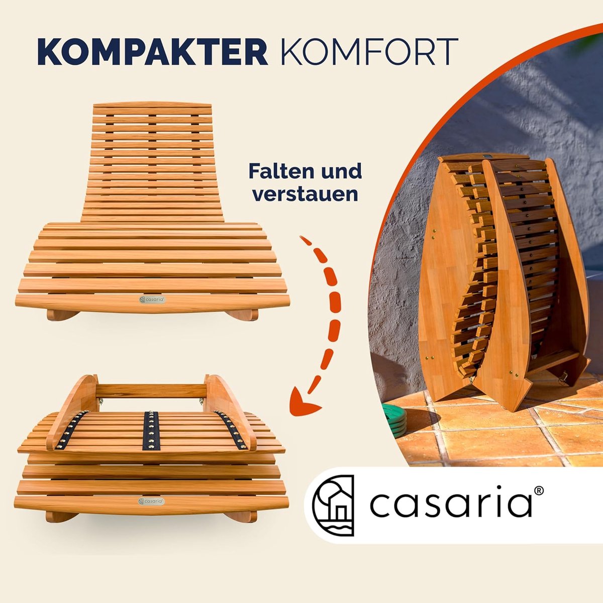 Luxe JAVA Ergonomische Acacia Houten Ligstoel Set van 2 – 150 x 60 x 93 cm – FSC Gecertificeerde Schommel Loungestoelen voor Tuin, Terras, Sauna & Balkon – Bruin