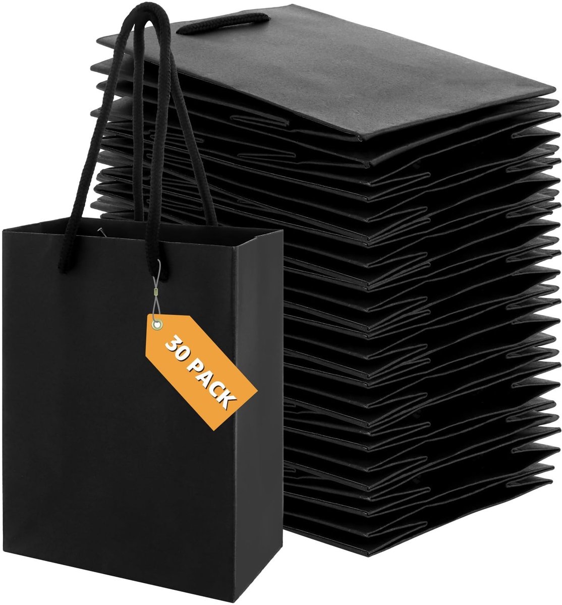 JHUBERS- Geschenkzakjes 30 stuks klein zwart - Cadeautasjes papier - Cadeauverpakking - Handvat - 250 g/m² - 12 x 7 x 16 cm - Cadeautas
