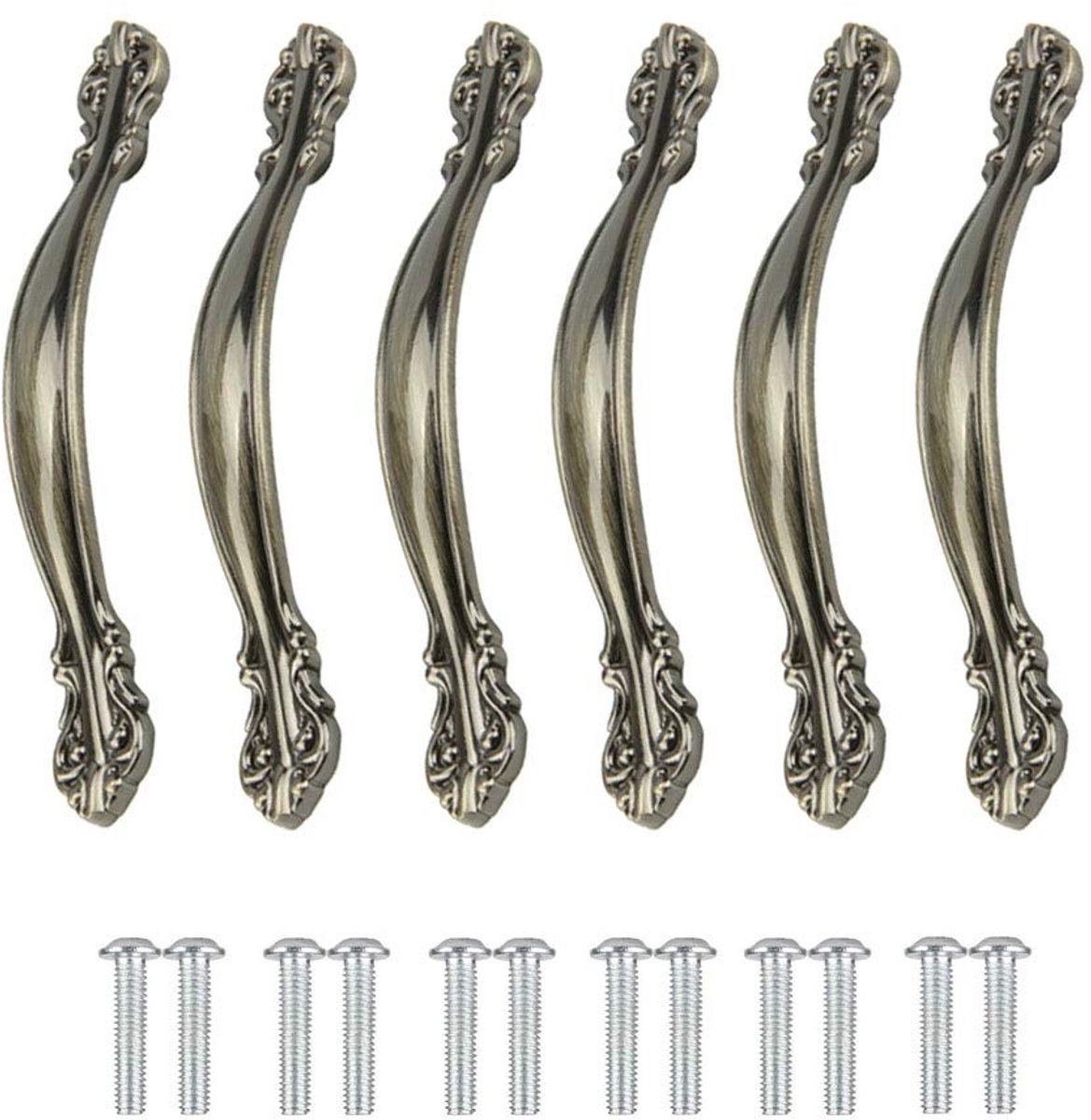 ZEYNOMAX- Deurgrepen Vintage - 6 Stuks - Aluminium Legering - Afstand Bevestigingsgat 96mm - Hoogte 22mm - Elegante Ontwerp - Kastgrepen