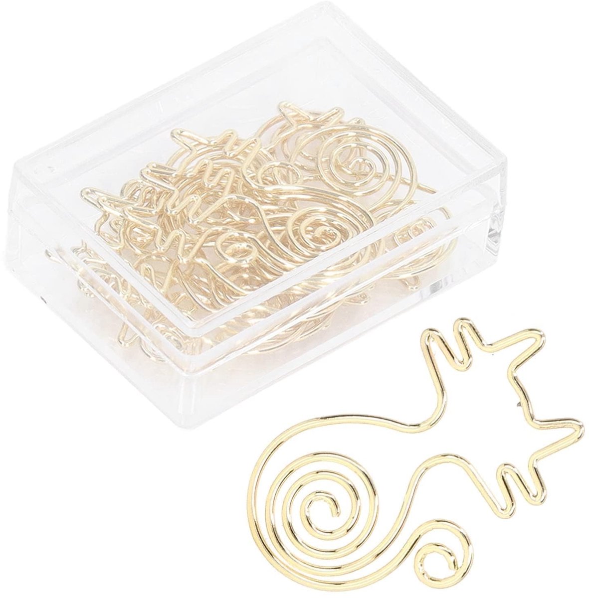 JHUBERS- Paperclips Goud 100 Stuks - Diervormige Paperclips - Grappige Paperclips - Kleine Paperclips - Metalen Clips - Duurzaam Metaal - Kantoorclips