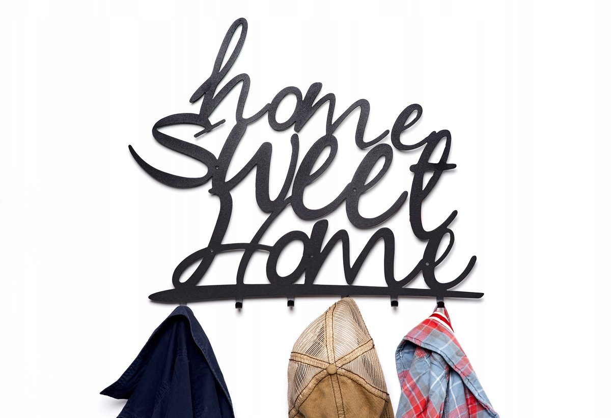 Home Sweet Home Wandkapstok Zwart 55cm - Uniek Design