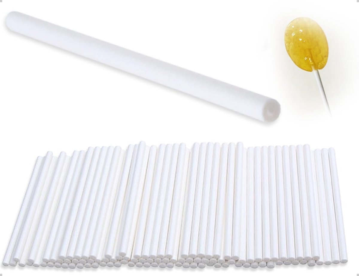 ZEYNOMAX- Cakepopsteels 100 stuks - Papieren Taartstokjes - Lollipop Sticks - Cakepopstandaard - Voor Desserts - 100 x 3 mm