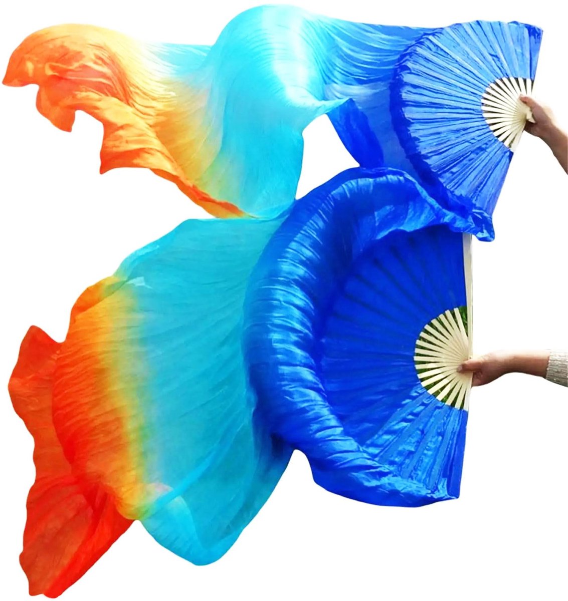 JHUBERS- Bamboe Waaiers 1,8 m - Lange Waaiers - Buikdans - Decoratief - Kleurverloop - Voor Optredens - Danswaaiers