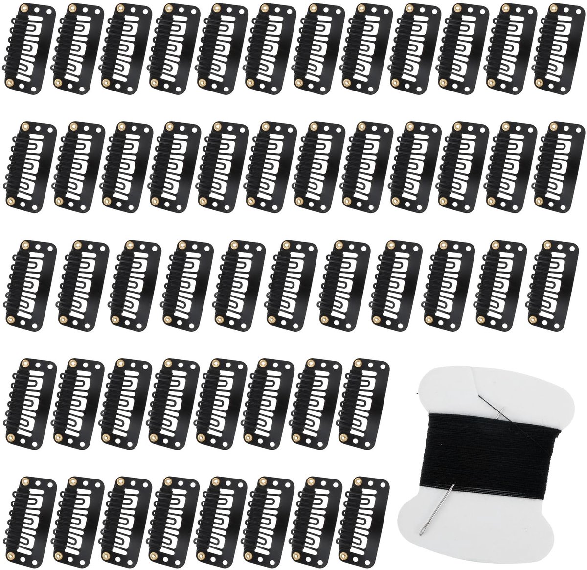 BRENZOOS- Pruikclips 50 stuks - U-vormige Metalen Clips - Haarverlengingen - Siliconen Bescherming - Koolstofstaal - 3,3 x 1,6 cm - Haarklemmen