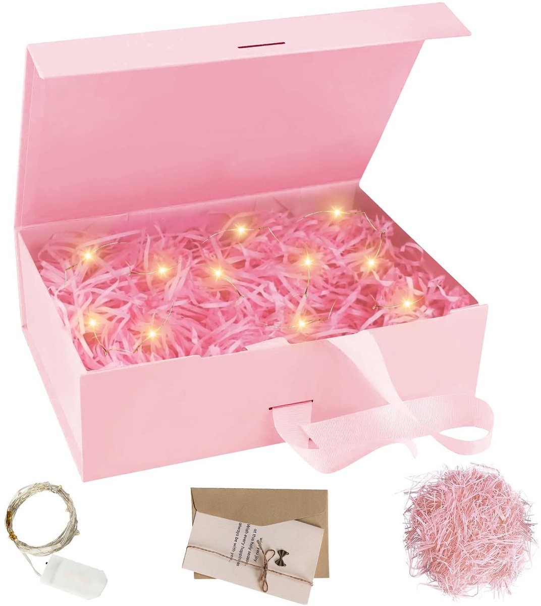 BRENZOOS - Opvouwbare Geschenkdoos met Strik en LED Verlichting