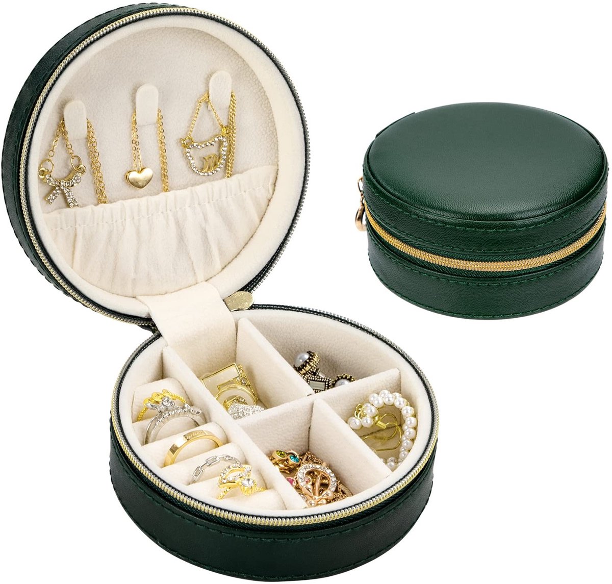 BRENZOOS- Sieradenbox Compact - Reiskoffer - Juwelenopberger - Antislip - Zachte Flanelvoering - Met Rits - Juwelendoos